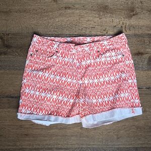 Ann Taylor LOFT Red and White Cuffed Jean Shorts Sz 14